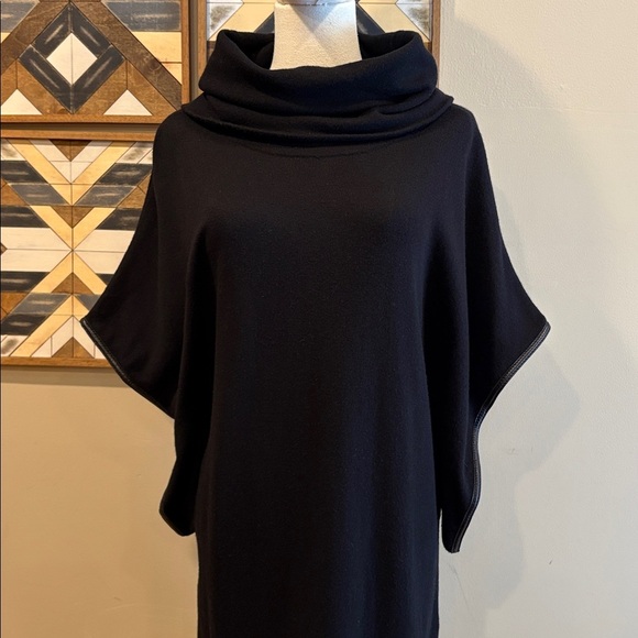 Vintage Ralph Lauren Black Cape Sleeve Cowl Neck Slouchy Sweater Dress sz Small - Picture 3 of 10